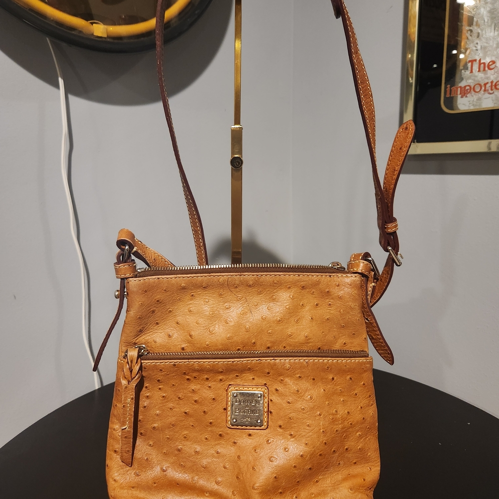 Dooney & Bourke Ostrich-Embossed Tan Crossbody Bag